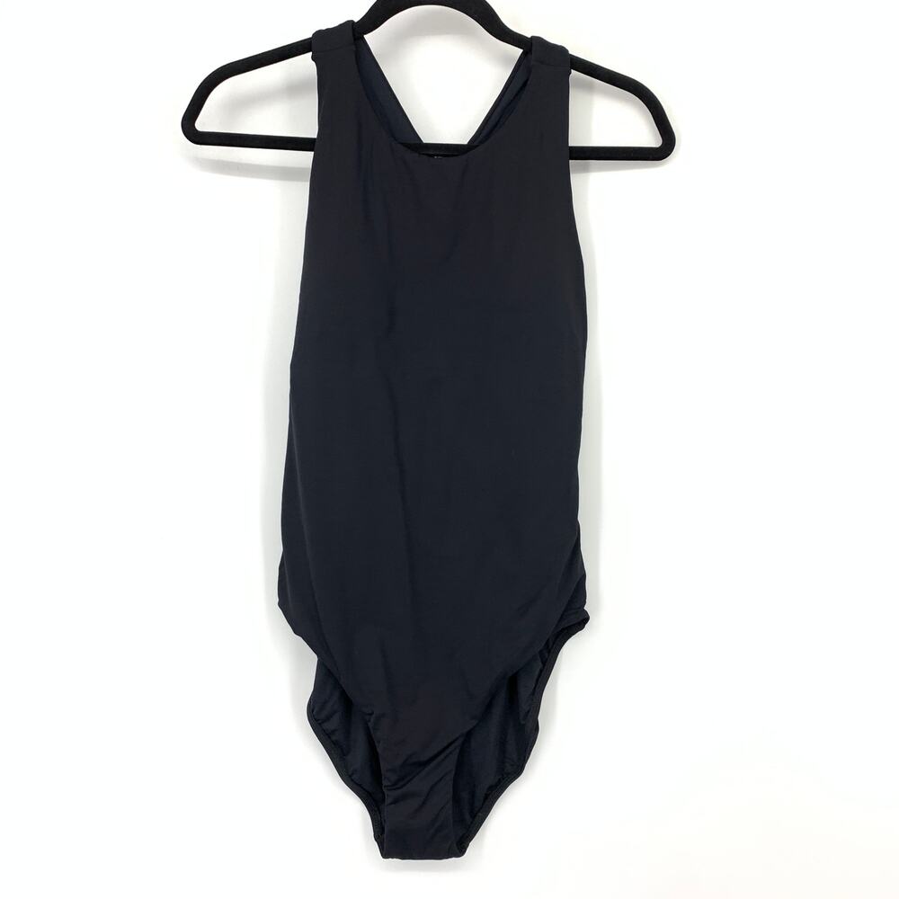Seafolly High Neck Active Swimsuit Womens US Sz 10 Racerback Black